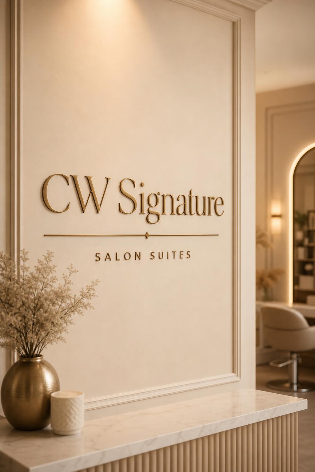 CW Signature Salon Suites interior signage